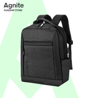 Agnite กระเป๋านักเรียน กระเป๋าเป้สะพายหลัง กระเป๋าเป้สีดำ มีช่องเสียบชาร์จUSB Backpack
