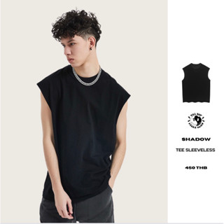 THEBOY-SHADOW SLEEVELESS เสื้อยืดแขนกุดสีดำฟอกวินเทจ