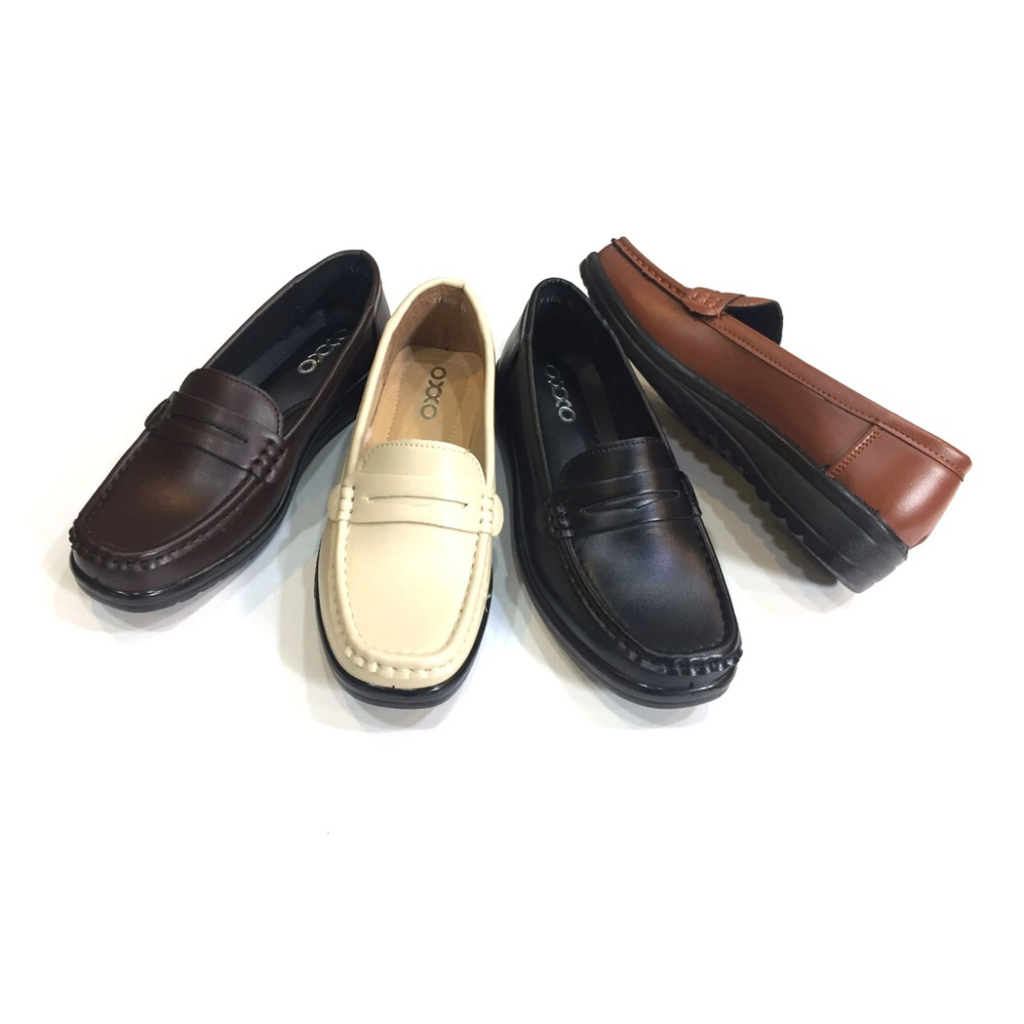 OXXO รองเท้าคัชชูส้นเตี้ย เพื่อสุขภาพหนังนิ่ม ทำงาน หญิง ส้นเตารีด oxxo พี้นสูง1นิ้ว ใส่สบาย X11402