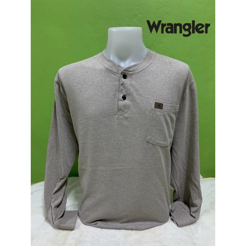 Wrangler เสื้อยืดคอกระดุม แขนยาว มือสอง สภาพ 90%