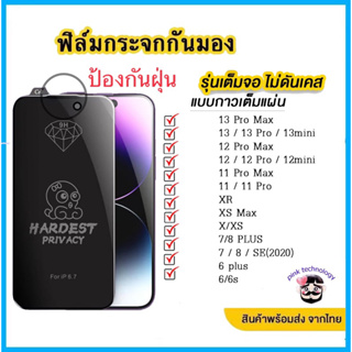 ฟิล์มกระจก เต็มจอ สำหรับiPhone กันมองกันเสือก 14 14pro 14promax 12 Pro Max 6/6S Plus/6 7 8 Plus X XR XS Max 11 Pro Max