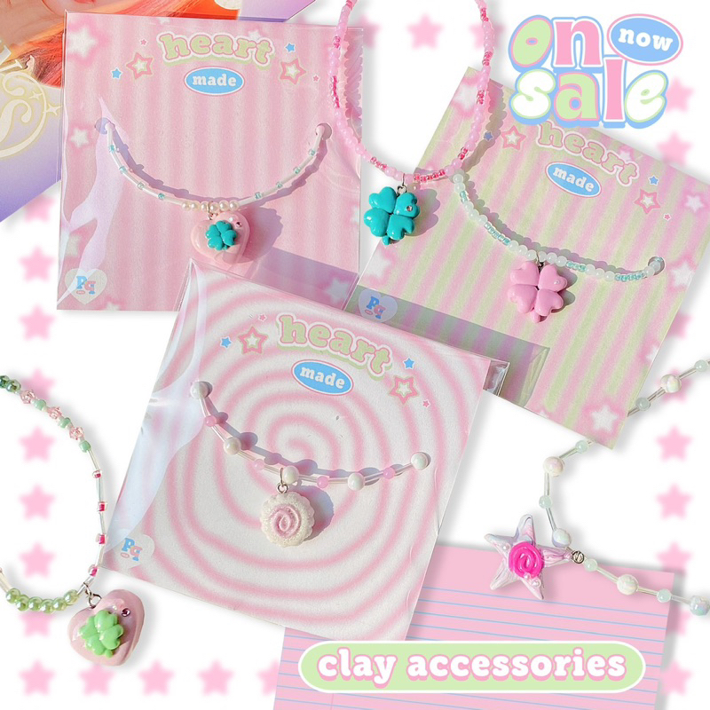 lucky clay necklace🍥🍀⭐️(กำไล พวงกุญแจ สร้อยลูกปัด สร้อยดินปั้น จี้ดินปั้น)