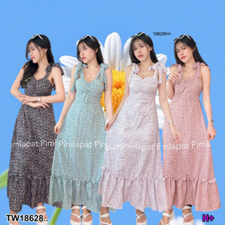 👗Pfashion [ส่งไวมาก🚛] P18628 เดรสยาว ผูกไหล่ 2 ข้าง ลายดอกไม้ ..