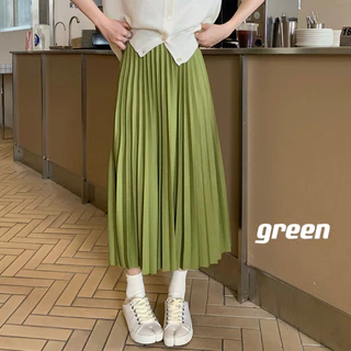 Cicishop(2328)Pleaty skirts กระโปรงยาวพลีทอัดจีบทรงสวย สีคัลเลอร์ฟูลสดใส basic style