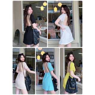 MAYFASHION 🌈Summer mini dress🌈 เดรสเปิดหลัง ใส่ รับ หน้าร้อนทะเล สายลม แสงแดด คาเฟ่ใดๆ  น้อนใส่สบาย เย็น โล่ง