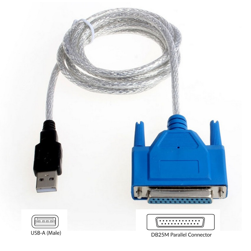 สายแปลง Usb To Printer Db25 25 Pin Parallel Port Cable Adapter 150cm Usb To 25pin Db25 Female 6885