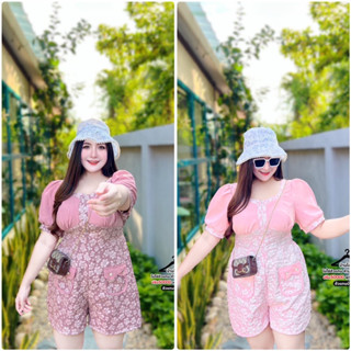 P40-S2H1🌹 🏖️จั้มสูทขาสั้นกางเกงขาสั้น ทรงน่ารักมากๆ  ซิปน่าใส่สบาย ถอดง่าย  ใส่ซับในทั้งตัว🌾  มีเชือกผูกโบว์ข้างหลัง🍒