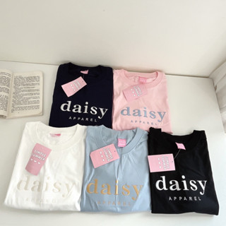 S261 เสื้อยืด oversize ผ้าคอตตอน สไตล์ minimal ปัก daisy apparel