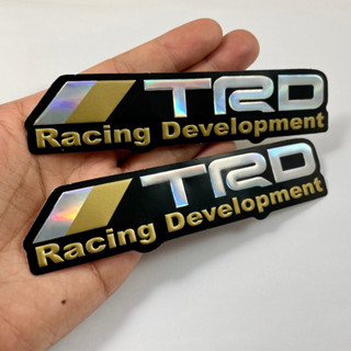 สติกเกอร์ TRD Toyota Racing สีทอง JDM สติ๊กเกอร์ 2ชิ้น Car Foil Stickers 3D ปั๊มนูน แต่งรถ ติดรถ ติดกระจก ท้ายรถ รถยนต์