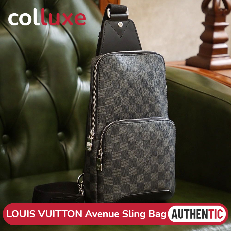 👜หลุยส์วิตตอง Louis Vuitton SLING BAG รุ่น AVENUE Men's Waist Bags Chest Bags 8" กระเป๋าคาดเอวผู้ชาย กระเป๋าคาดหน้าอก