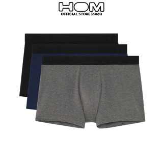 HOM (ออฮ์ม) รุ่น 402437-T002 กกน.ชาย Boxer pack 3 Cotton บ๊อกเซอร์ ทรงเต็มตัว กระชับเป้าเข้ารูป ปลายขาไม่ม้วนลดการเสียดส