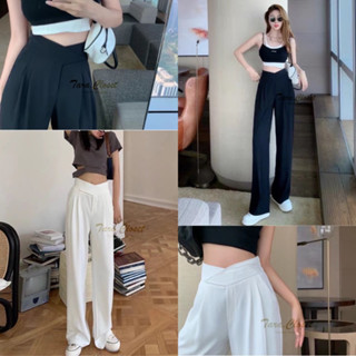 KEL004 TARA Long pants กางเกงขากระบอก สม็อกหลัง แต่งเอววี ทรงคลาสสิค ผ้าดี ใส่สบาย ไม่ร้อน