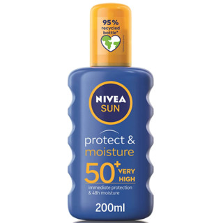 พร้อมส่ง ของแท้ NIVEA SUN Protect &amp; Moisture Sun Cream Spray/Lotion  200ml (SPF15/30/50+) (Imported)