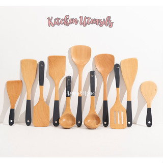 พร้อมส่ง อุปกรณ์ทำอาหารไม้จริง Kitchen utensils  ทัพพี ตะหลิว กระบวย ชุดเครื่องครัว