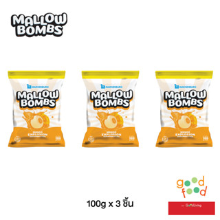 Mallow Bombs มาร์ชแมลโลว์รสมะม่วงสอดไส้ขนาด 100 กรัม แพค 3 ถุง