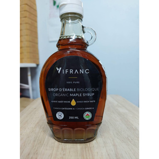 น้ำเชื่อม ออร์แกนิคเมเปิลไซรัป ตราเวอร์ฟราน ขนาด 250 มล. Organic Maple Syrup (VIFRANC BRAND)