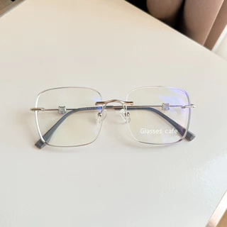 (ใหม่) แว่นไร้ขอบ สายตาสั้นบลูออโต้ กรองแสงสีฟ้า ปรับสีออโต้ ทรง oversized (22039B)