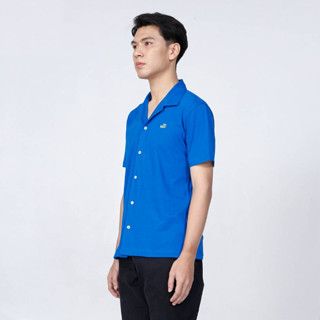 PERFORMANCE BLUE CUSTOM FIT CUBAN SHIRT เสื้อเชิ้ตคิวบันสีน้ำเงินทรงคัสตอมฟิต