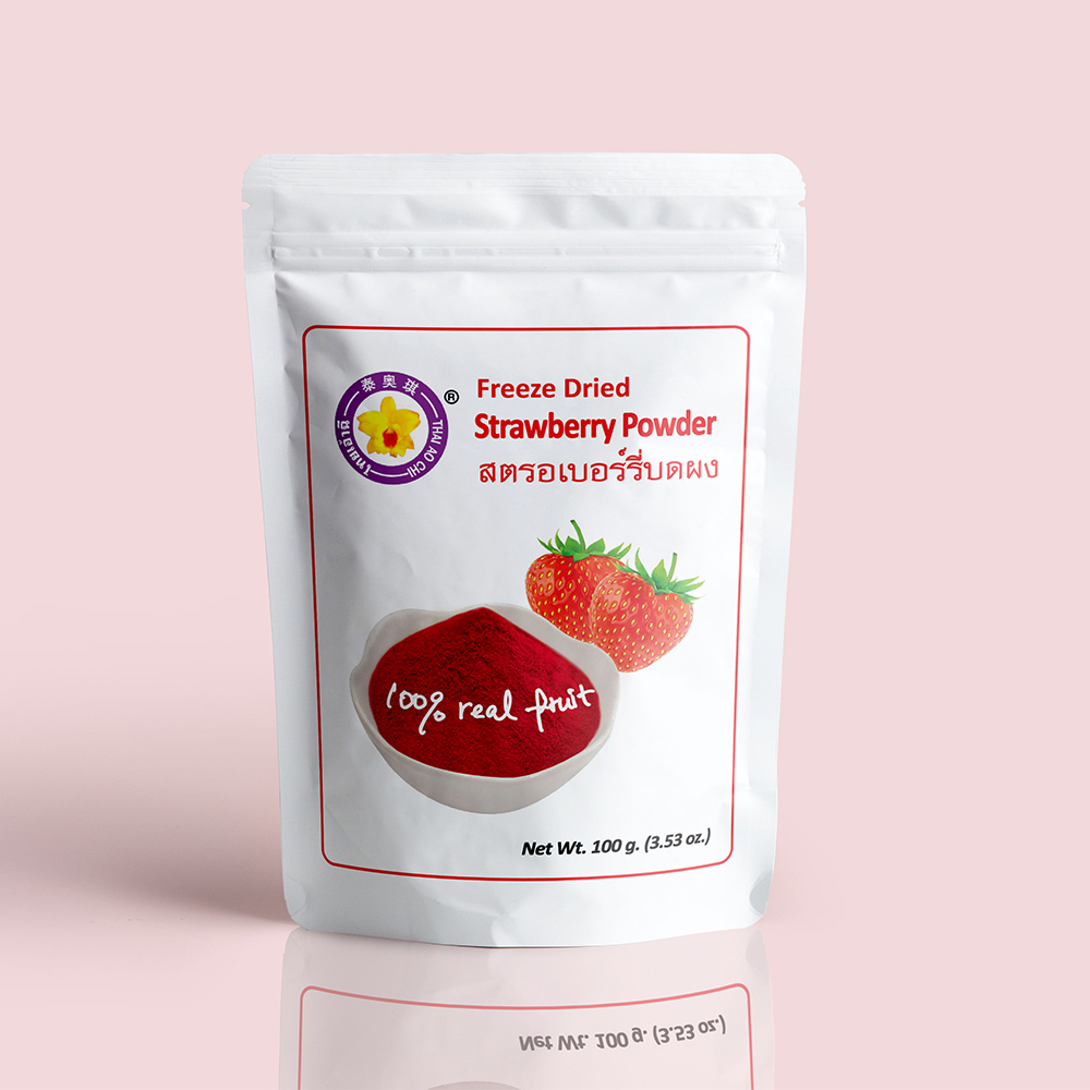 สตรอว์เบอร์รี่บดผงฟรีซดราย 100 กรัม (แท้ 100%)-Freeze Dried Strawberry Powder 100 g.