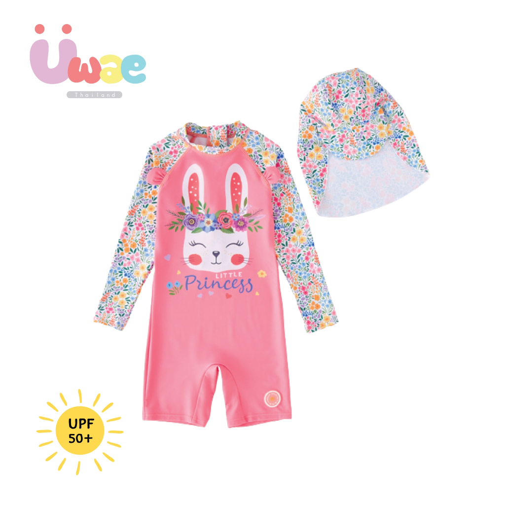 Uwae ชุดว่ายน้ำเด็ก ชุดว่ายน้ำเด็กหญิงกันยูวี Pinky Bunny รุ่น UV301