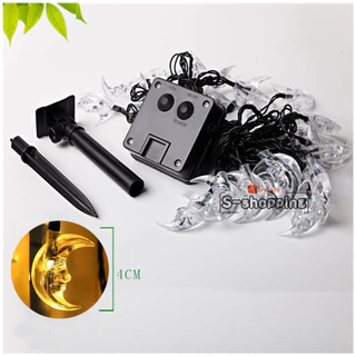 JX-moon 50LED Warm white Solar light 8 โหมด 7m โคมไฟพลังงานแสงอาทิตย์สำหรับตกแต่ง