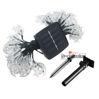 JX-moon 50LED Warm white Solar light 8 โหมด 7m โคมไฟพลังงานแสงอาทิตย์สำหรับตกแต่ง