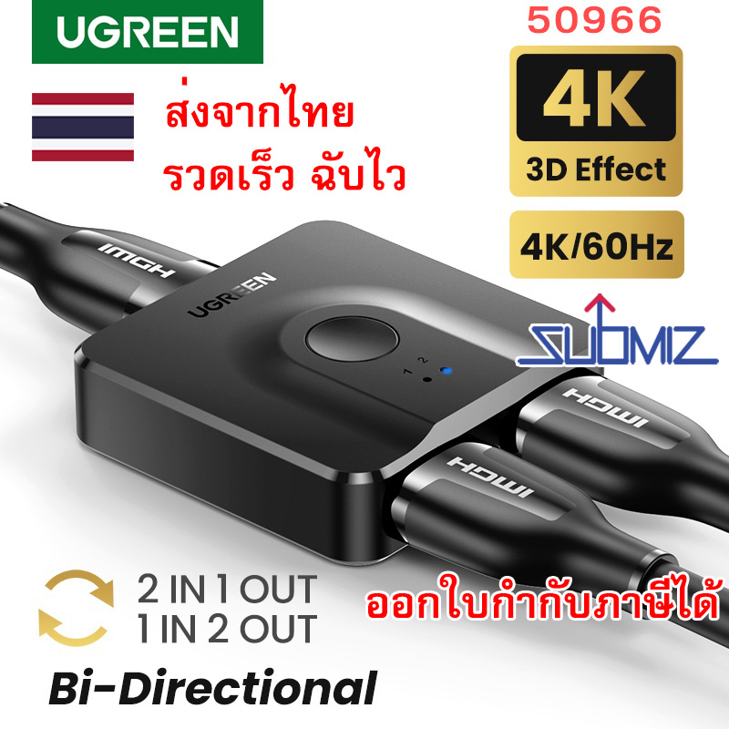 UGREEN 50966 HDMI Switch 2 IN 1 OUT 4K @ 60Hz HDMI for PS5 Xbox TV Box Switch Monitor PC