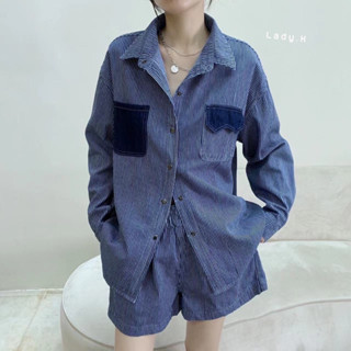 New Denim Set 🥳 ชุดเซ็ทยีนส์แขนยาวมาใหม่ ผ้าลายริ้วสวยเก๋ ดีเทลผ่าชายเสื้อด้านหลังสุดชิค มาพร้อมกางเกงทรงน่ารักๆ