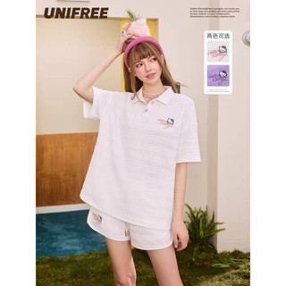 UNIFREE x Hello Kitty ชุดเซ็ต เสื้อโปโล กางเกงขาสั้น คิตตี้ ลิขสิทธิ์แท้