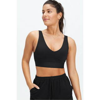 Fabletics All Day Every Day Bra สปอร์ตบาร์ คอวี  สีดำ