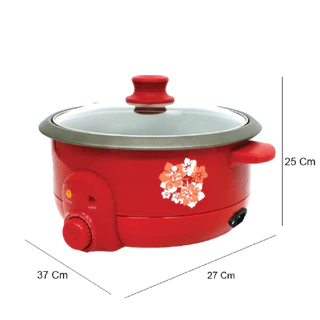 KASHIWA หม้อสุกี้ อเนกประสงค์ KW-3806 (Red) หม้อต้ม กระทะไฟฟ้า หม้อเคลือบ