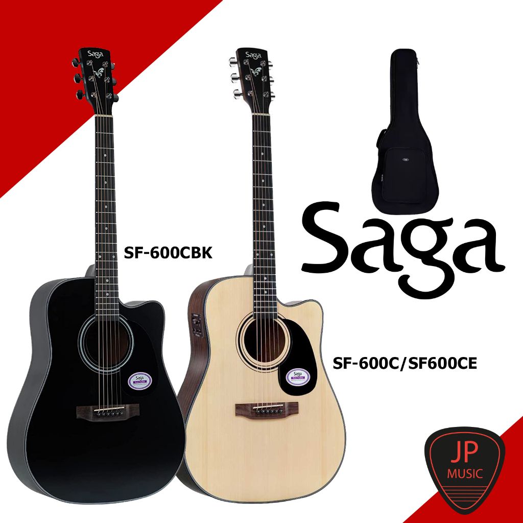 Saga SF600C/SF600CBK/SF600CE กีต้าร์โปร่ง/โปร่งไฟฟ้า [แถมฟรี กระเป๋าใส่กีต้าร์+ปิ๊ก+ประแจขันคอ]