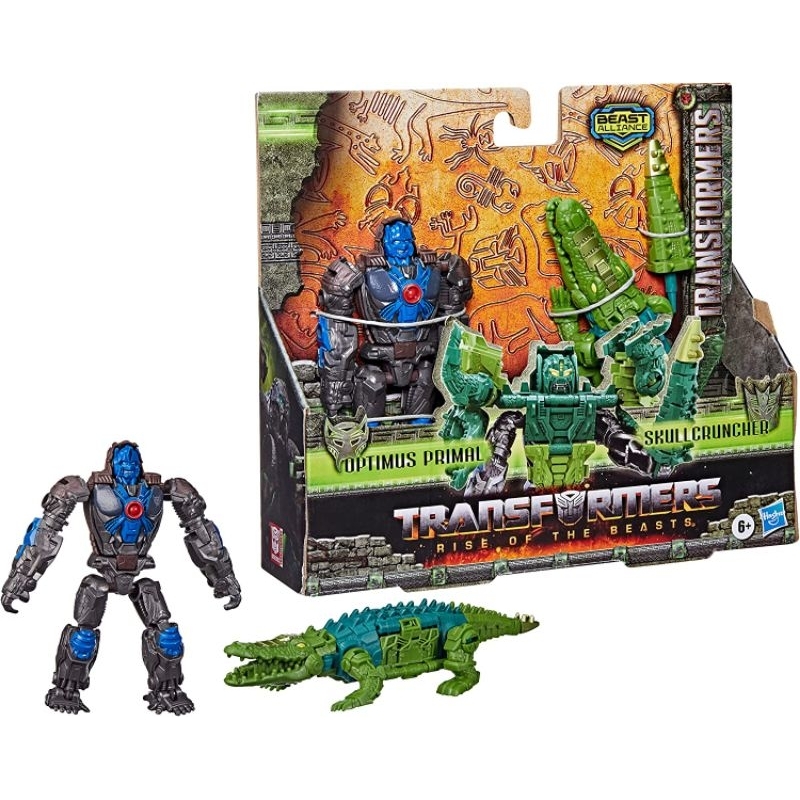 Transformers Optimus Primal & Skullcruncher Rise of The Beasts Movie, Beast Alliance, Beast Combiners 2-Pack Toys
