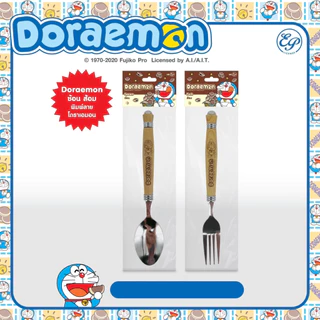 ช้อน ส้อม สแตนเลส พลาสติก คิตตี้ โดราเอมอน โดเรมอน ลายลิขสิทธิ์ Kitty Doraemon ช้อนส้อม การ์ตูน เด็ก