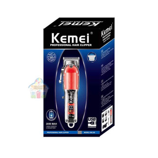 Kemei ปัตตาเลี่ยนตัดผมไฟฟ้า แบบใส ไร้สาย ไม่ซีดจาง แบบมืออาชีพ สําหรับร้านทําผม