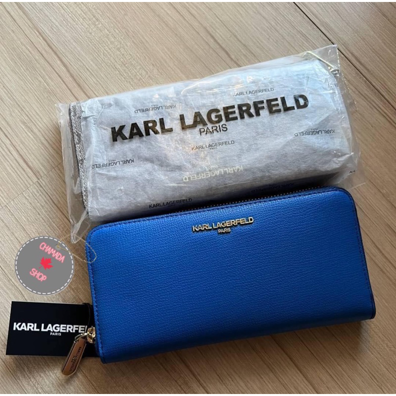 Karl Lagerfeld Long Wallet กระเป๋าสตางค์ใบยาว ซิปรอบ สีน้ำเงิน💙💙แท้💯