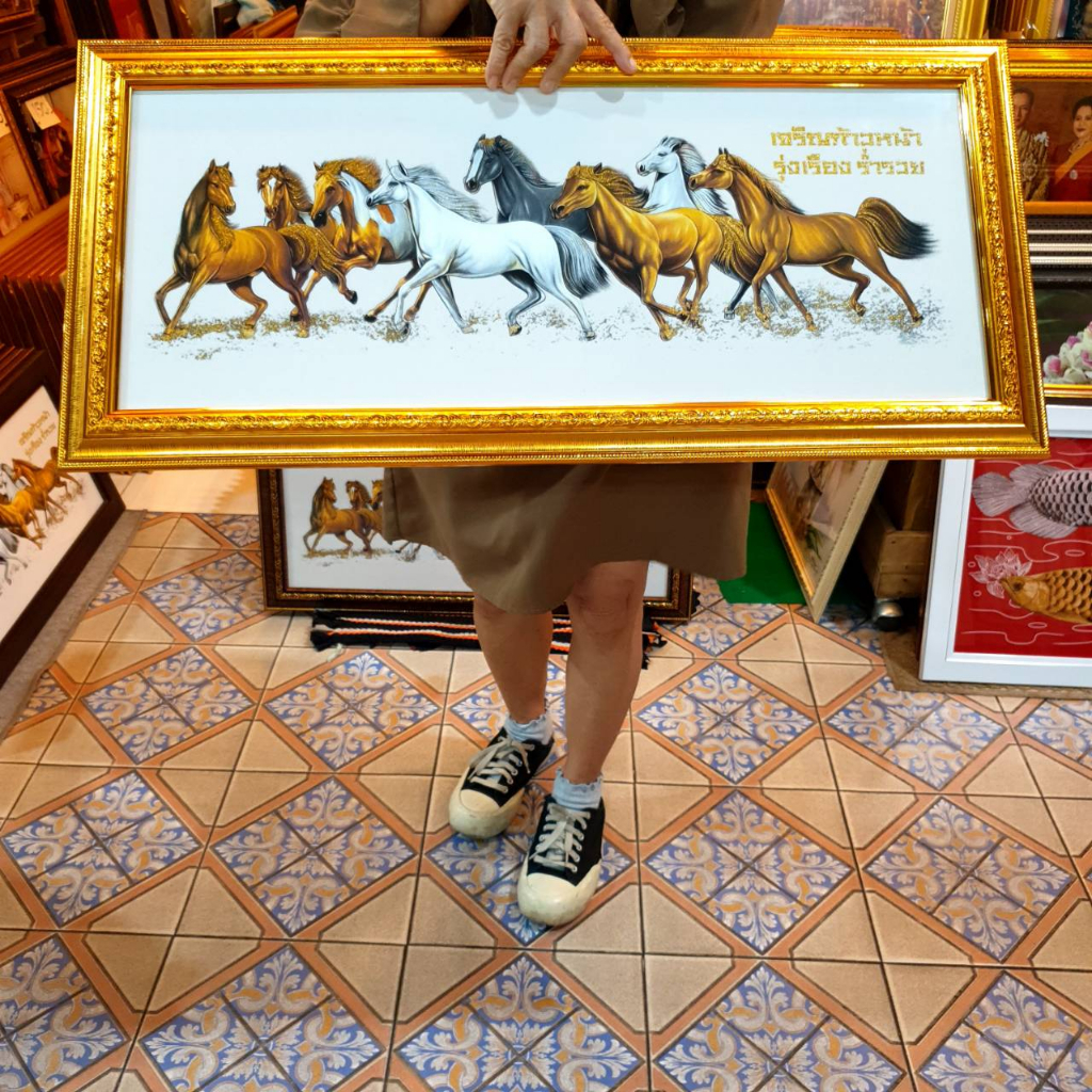 กรอบรูป ม้า ภาพม้า ม้า8ตัว ม้าแปดเซียน ภาพมงคล ภาพฮวงจุ้ย ของขวัญ ของที่ระลึก