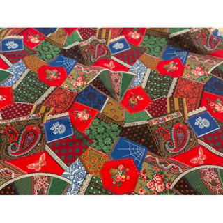 ขนาด 45*55เซน ผ้าคอตตอนลาย crazy quilt patchwork โบราณ