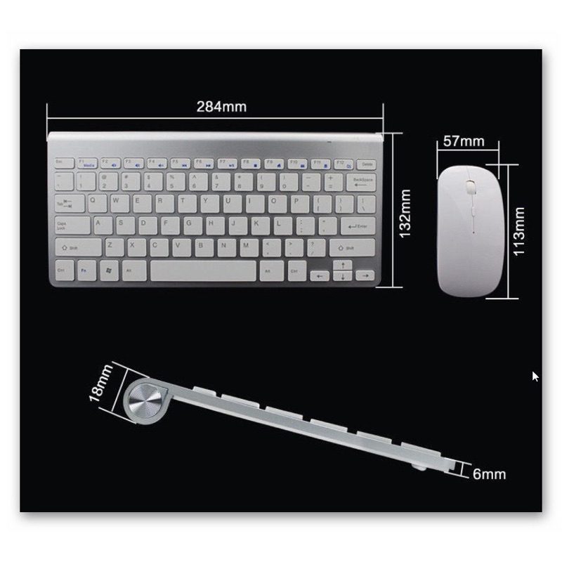 ชุดคีย์บอร์ดเมาส์ไร้สาย Keyboard&Mouse Wireless Ultra Thin KS-800 แป้นพิมพ์ภาษาอังฤกษ/ไทย สำหรับโน๊ตบุ๊ค/Computer