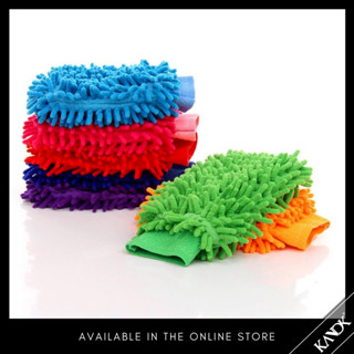 ถุงมือล้างรถ Chenille ตาข่ายไมโครไฟเบอร์ Car Wash Mitt Auto Detailing