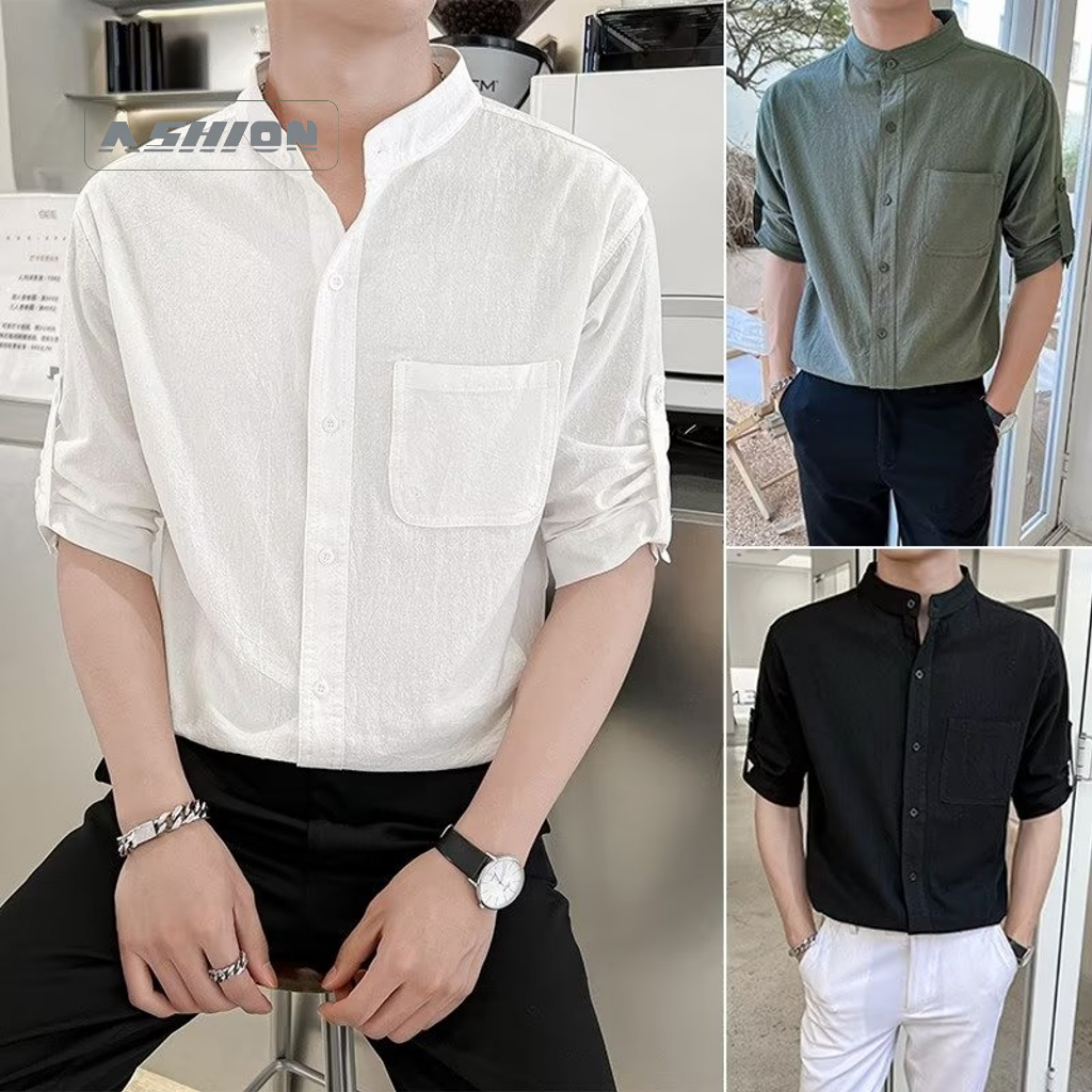Eashion พร้อมส่ง Cod เสื้อยืดแขนสั้น แขนห้าส่วน ผ้าฝ้าย แฟชั่นฤดูร้อน สําหรับผู้ชาย ไซซ์ Ml Xl 2XL 3
