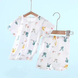 ชุดเซ็ตเด็กแขนสั้น ผ้าโปร่ง เย็นสบาย นุ่มนิ่ม (6 เดือน - 3 ปี) S6 เสื้อเด็ก พร้อมกางเกง ใส่สบาย ไม่ร้อน