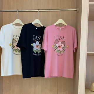 WG.WE เสื้อยืด casa พิมพ์ลายเรโทรอเมริกัน