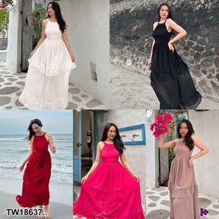 TT18637 แม็กซี่เดรสยาว คอเต่า ผุกโบว์หลัง ..Long maxi dress, turtleneck, tie back bow..