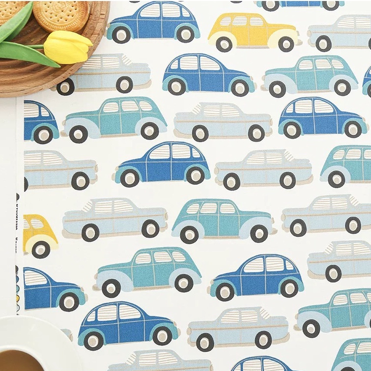 ผ้าคอตตอน 100% ทอทวิล ผ้าเมตร หน้ากว้าง 1.6 เมตร ลายรถ ลายผลไม้