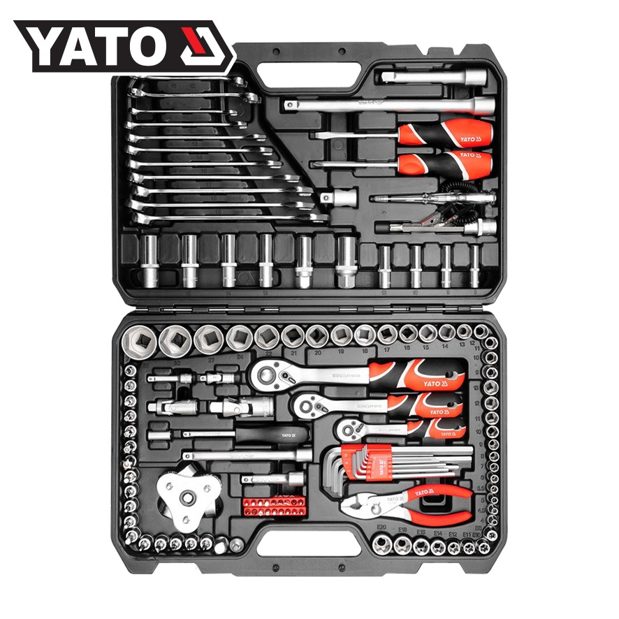 YATO YT-38875 ชุดบล็อก 1/4" + 3/8" + 1/2" & เครื่องมือ 125 ตัวชุด