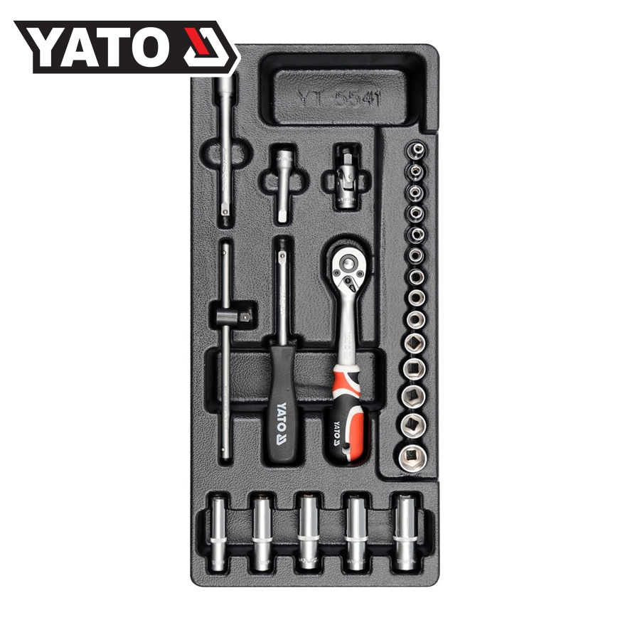 (จัดส่งฟรี) YATO YT-5541 ชุดถาดเครื่องมือ ชุดบล็อก 1/4"