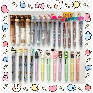 รวมปากกา 6 สี 12 สี เลือกแบบได้ (สุ่มคละสี คละลาย ในแบบ) ปากกาลูกลื่นหลากสี ลายการ์ตูนน่ารัก