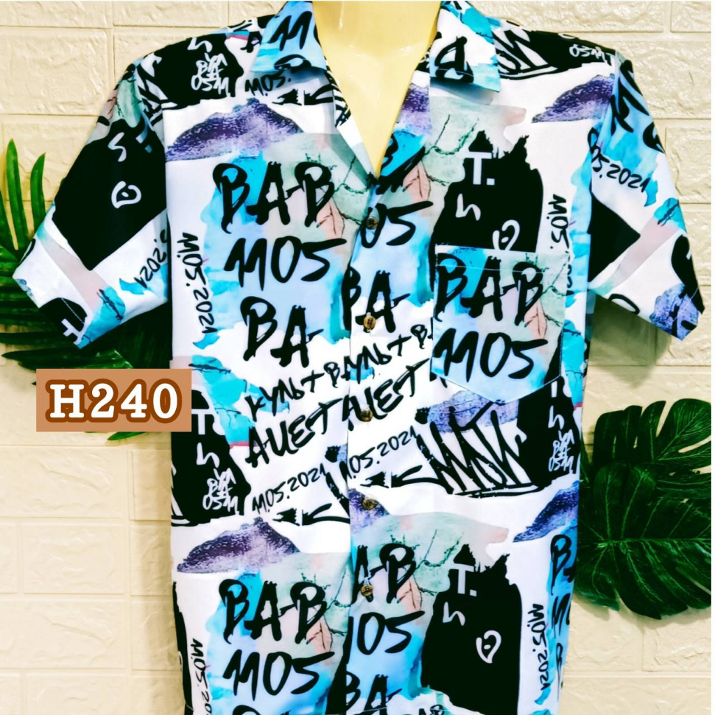 เสื้อฮาวาย ใส่สบายๆ ลาย BAB1105 ฟ้า H240