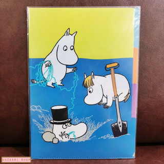 แฟ้ม A4 ลาย Moomin สีเหลืองฟ้า ใส่เอกสารได้ 3 ช่อง